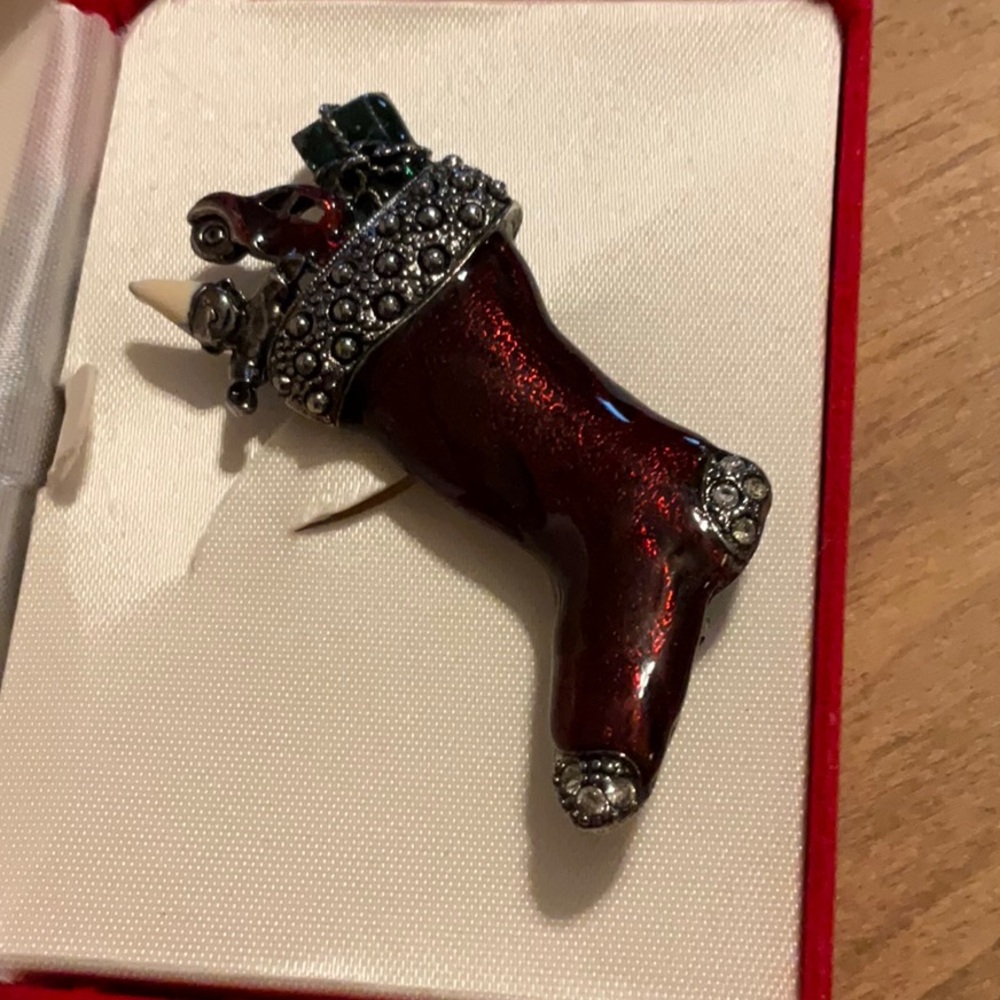 Vintage Lia Sparkling Christmas Stocking Brooch